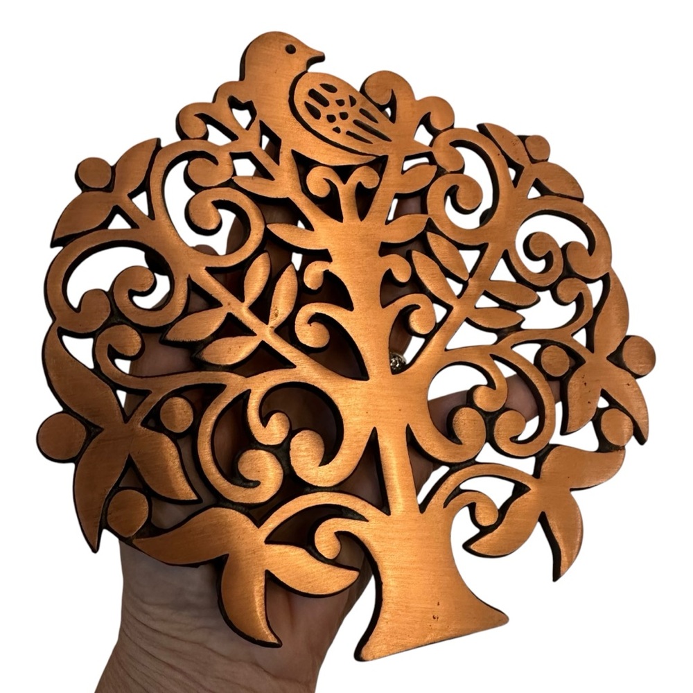 Ornate Tree and Bird Trivet & Wall Decor